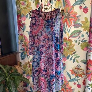 Colorful Tie-Dye Type Pattern Dress